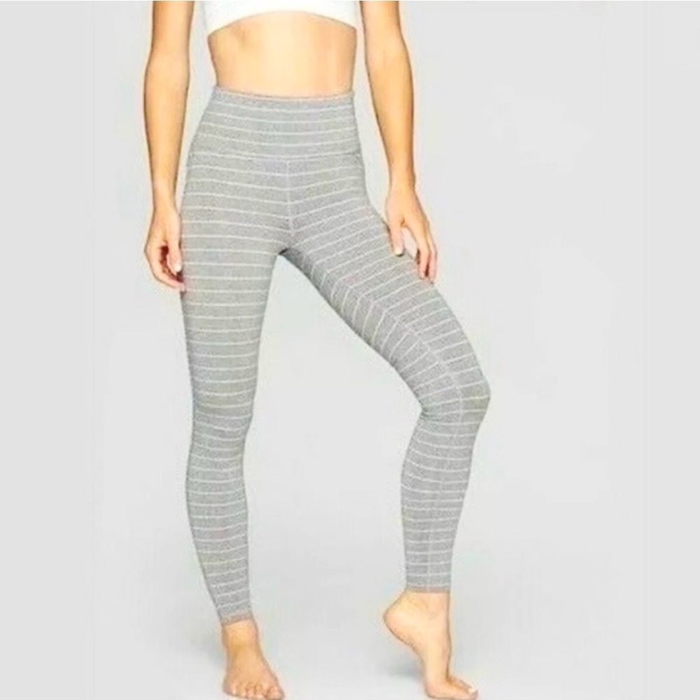 Athleta Stripe Salutation 7/8 Tight Leggings, Heather Grey, Small